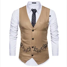 19 Ouma New Style Embroidery Men Korean-style Slim Fit Casual Fashion Suit Waistcoat Factory