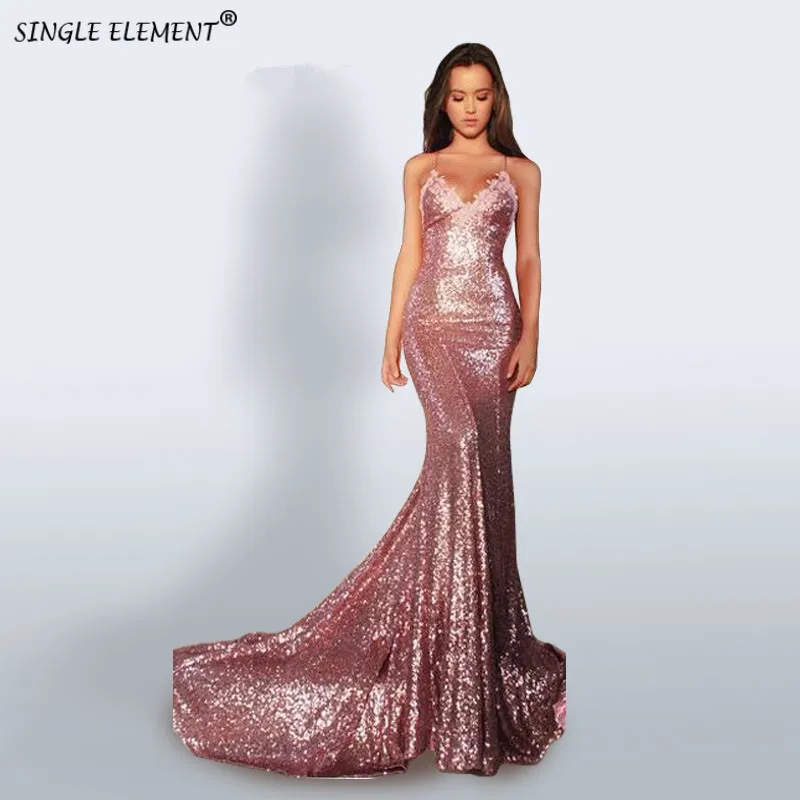

Sequin spaghetti Strap Evening Dress Bodice Sleeveless Long PromParty Gown