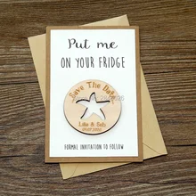 На заказ пляжная свадьба сохранить дату магнит, деревянные высечки сохранить даты, персонализированные Морская звезда деревянные магниты, пригласительный магнит