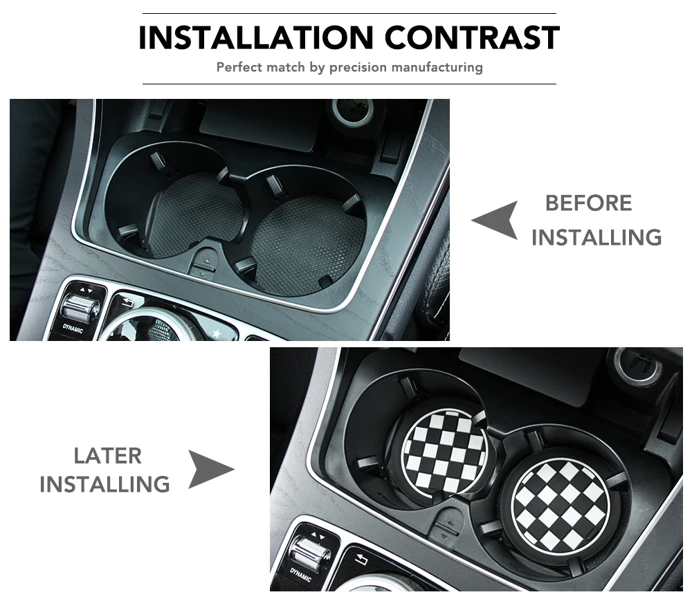 2PC Silicone Black Car Auto Water Cup Slot Non-Slip Rubber Mat Accessories car protective pad car interior accessories