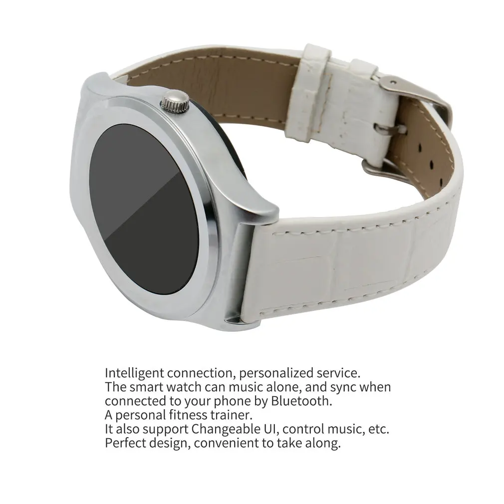 Silver 4.0 Smart Watch 1.3 inch Screen Heart Rate Monitor Pedometer Music for iOS Android SmartWatch for NeecooV3