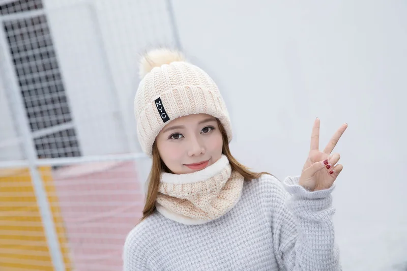 Hat female Korean tide autumn and winter fashion warm knitted wool hat winter hat female cute winter