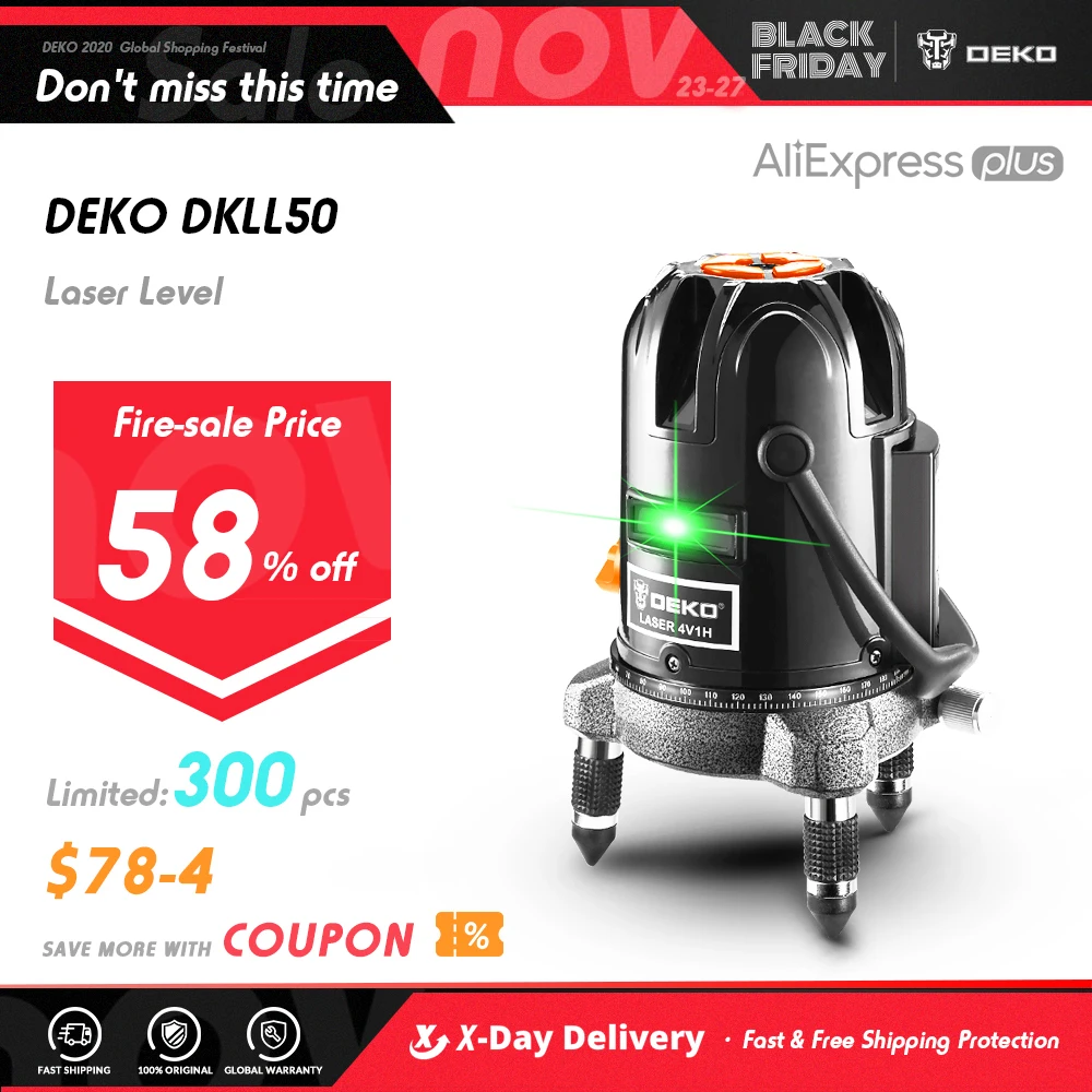 Лазерный уровень DEKO BMC 5 линий 6 точек 360 градусов самонивелирующийся лазерный нм