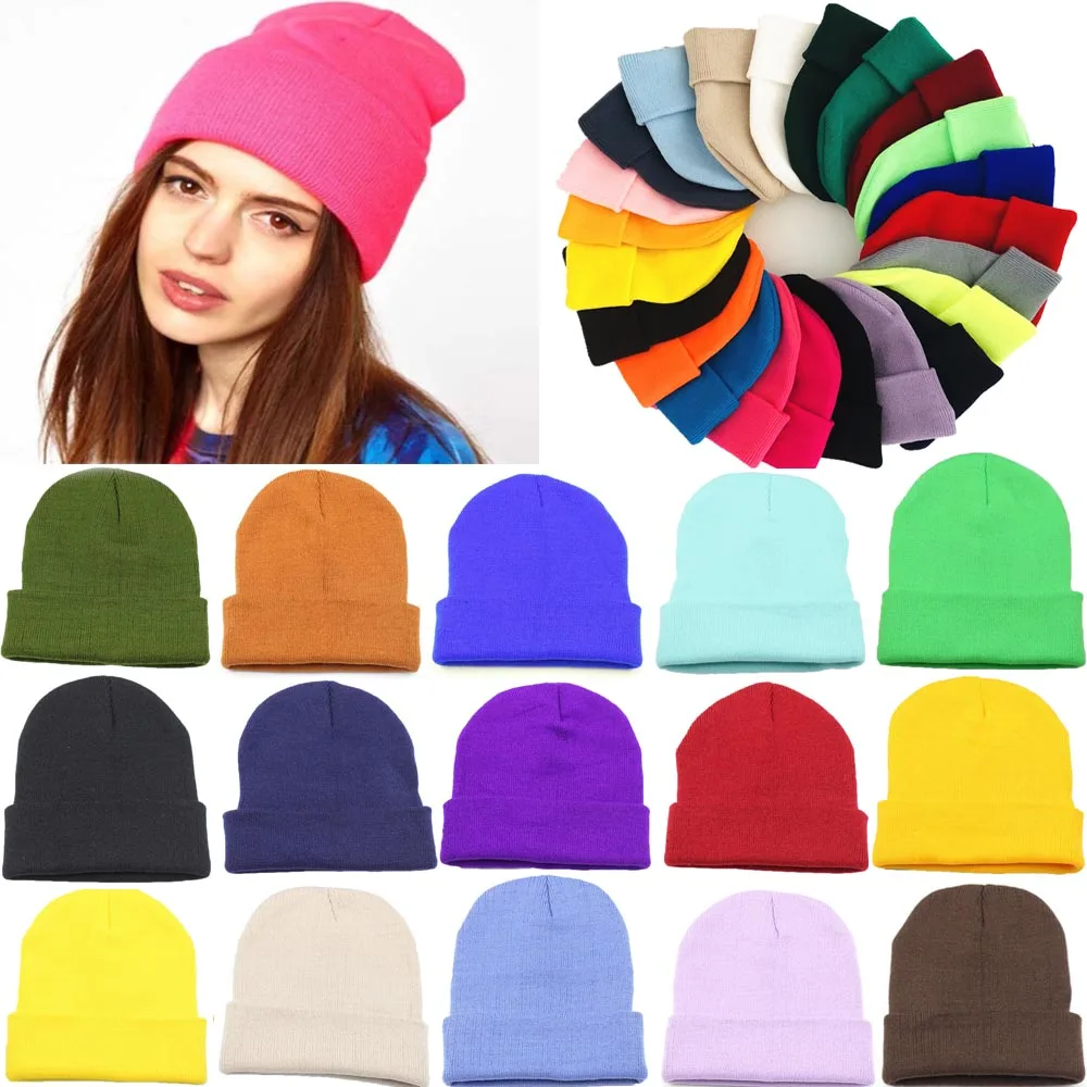 Unisex Warm Skully Hat Beanie Beanie Hats Women Men Unisex Brim