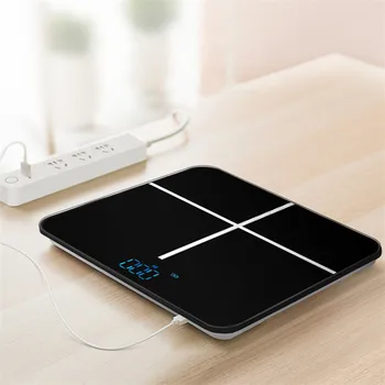 

Floor Scales Glass Bathroom Body Fat Scale LCD USB Charging Smart Electronic Scales Body Weight Balance Digital Weighing Scale