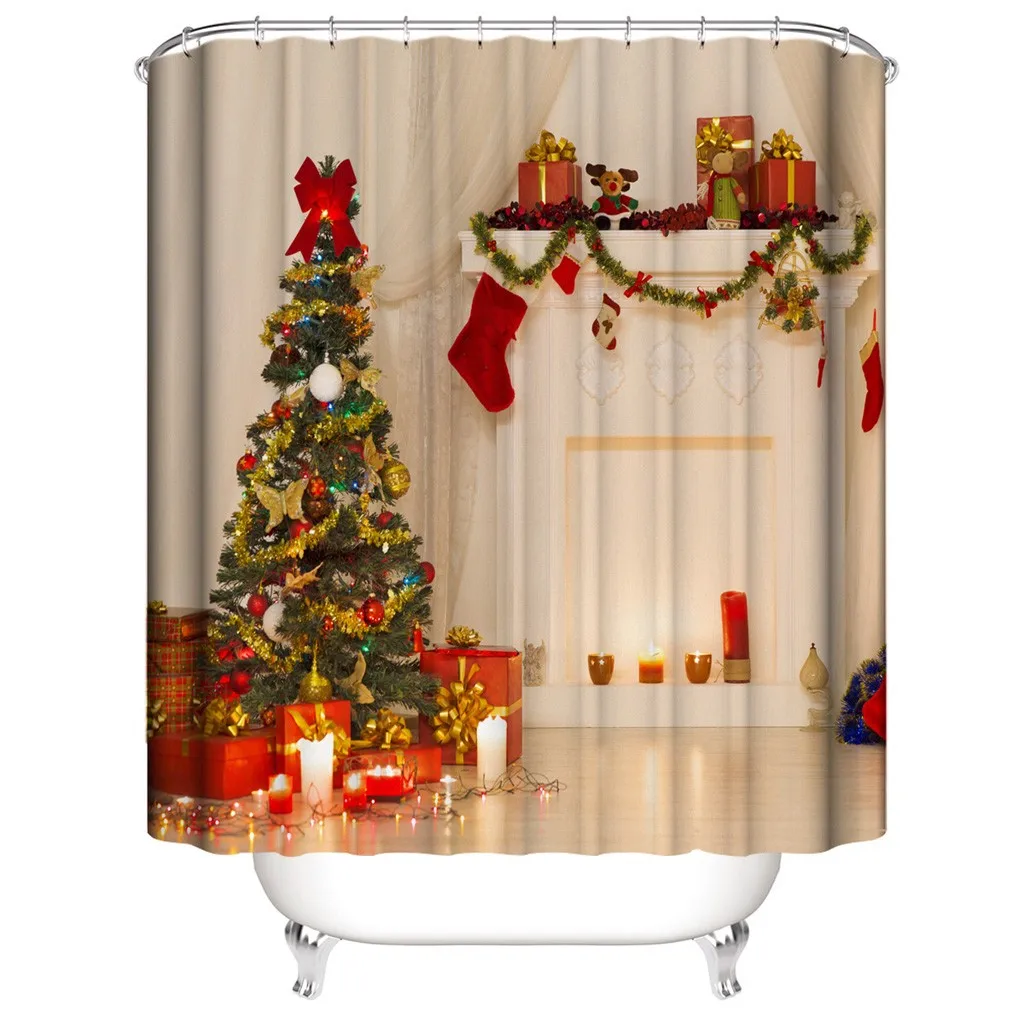 EEE Merry Christmas набор для ванной, снеговик, Санта Клаус, лось, узор, водонепроницаемый, занавеска для душа, крышка для туалета, коврик, нескользящий, ковер, домашний декор - Цвет: EEE