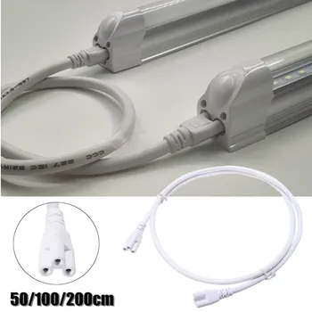 

T5/T8 50/100/200cm Power Cord Cable Both Side Tube Connector 3 Pin Sockets wire Two end Fit most laptopsGame playersCameras