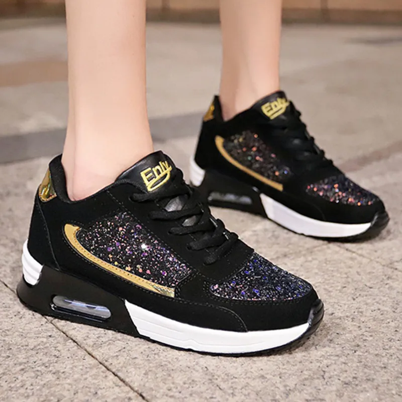 

Women Casual Shoes Autumn Height Increasing Bling Sequins Ladies Sneakers Glitter Platform Sneakers Footwear zapatillas mujer
