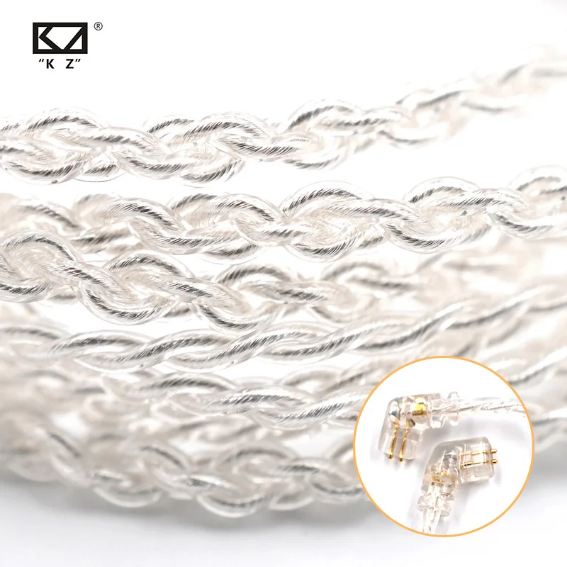 KZ ZSN наушники с серебряным покрытием кабель для обновления 2PIN Позолоченный Контакт 0,75 мм Высокая чистота бескислородная медь кабель для наушников ZSN pro