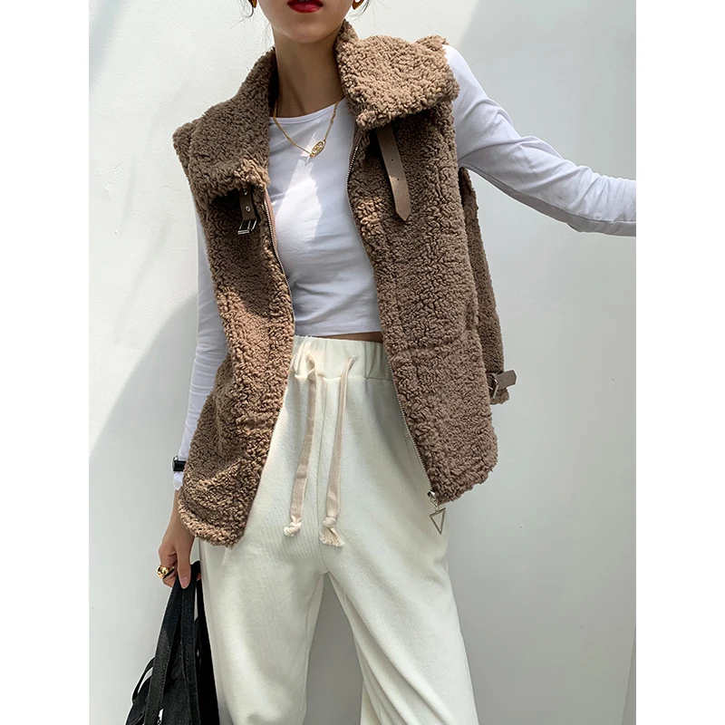 

Autumn Fleece Waistcoat Women Winter Belt Vest Ladies Warm Thick Sleeveless Jacket Vest Women Veste Casaco Feminin