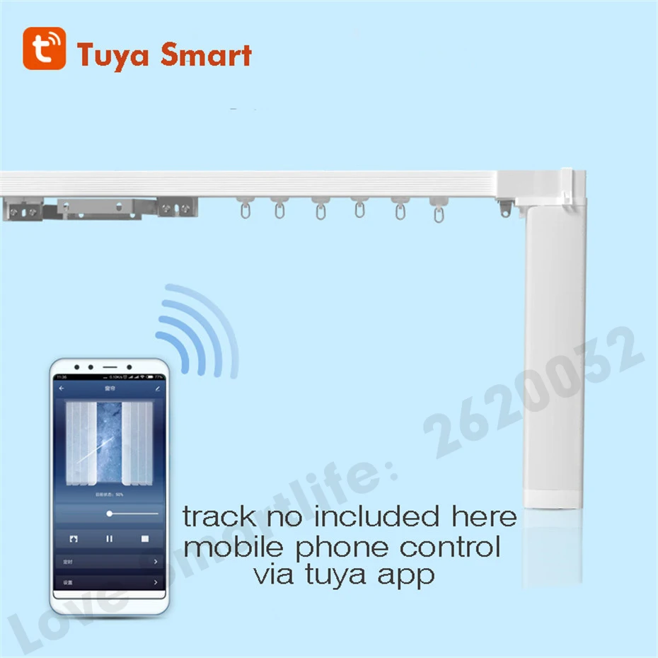 Tuya app wifi Electric Curtain Motor, Phone app RF433 Remote Control Voice control via alexa echo and Google Home Home Kit Siri for Smart Home