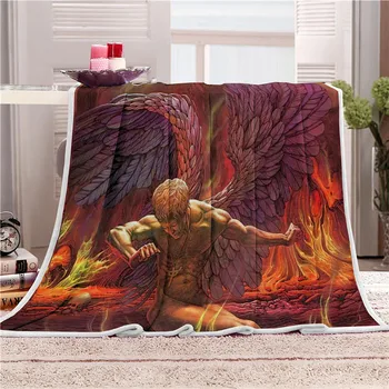 

Sholisa 3D Character Print Flannel Blanket Rectangle Home Warm Polyester Spring Autumn Soft Cover Quilt for Adults Travel