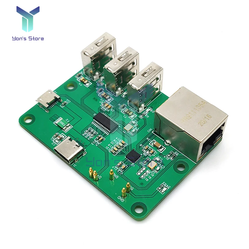 

USB to Ethernet Expansion Board For Raspberry Pi Zero HUB Adapter 3 USB 10/100Mbps Ethernet Interface with Self-recovery Protect