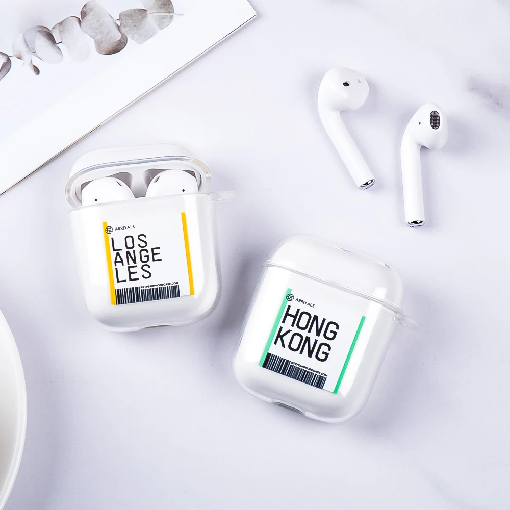 Беспроводной Прозрачный чехол для наушников Apple AirPods с надписью «Air» и Bluetooth, тонкий мягкий ТПУ чехол для наушников, защитный чехол