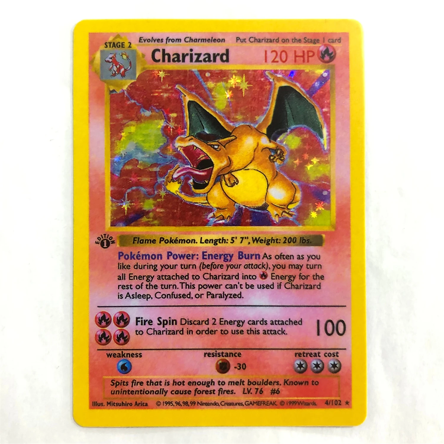 New Pokemon Card Diy 1996 First Edition Pokemon Charizard Flashing Star  Effect Mega Game Collection Cards Anime Toys Gift - Game Collection Cards -  AliExpress