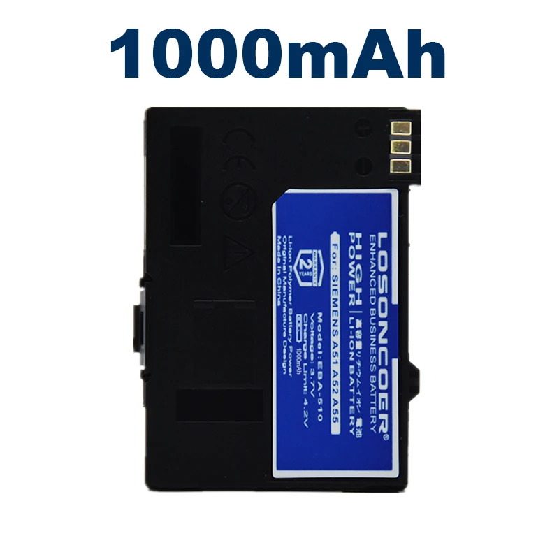 Аккумулятор 1000 мАч для Siemens A51 CT56 M55 M56 M60 MC60 A52 A55 A56 A57 A60 A62 A65 A75 C55 C56 C60 C61 C70 C71 a70
