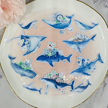 

20Pcs/Pack Hand Draw Cartoon Dream Whale Sticker DIY Scrapbooking Album Junk Journal Planner Decorative Stickers