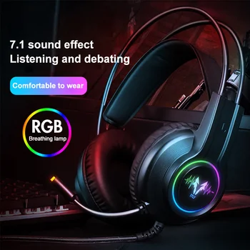 

Universal ABS Bass Vibration Wired Built-in Mic Surround Sound Gaming Headset Stereo Noise Canceling LED RGB Light Ergonomic