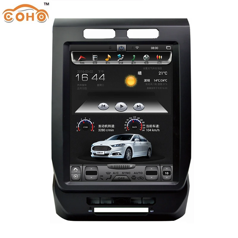 

F150 Android 8.1 12.1inch Tesla Octa Core Gps Bluetooth 1Din Android Car Radio For 2014-2016 Ford F150