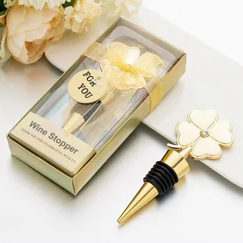 

20pcs/lot Wedding Souvenir Party Favors Clover Red Wine Stopper Creative Present For Guest Giveaway
