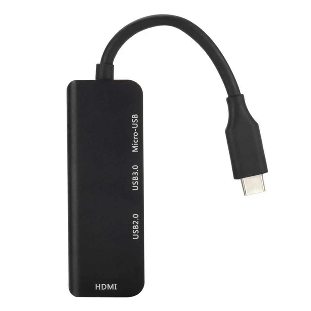 Аксессуары для концентратора HDMI адаптер портативный Tpye-C к микрокомпьютеру черные кабели 4 порта ТВ сплиттер игровой металлический USB 3,0 2,0