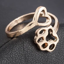 Модное милое кольцо в форме лапы с собаками, лапами и сердечками, популярные кольца для свадебной вечеринки, женские очаровательные ювелирные изделия