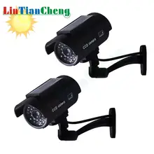 Cámara ficticia falsa solar bala impermeable al aire libre interior seguridad CCTV cámara de vigilancia con LED rojo intermitente envío gratis(China)