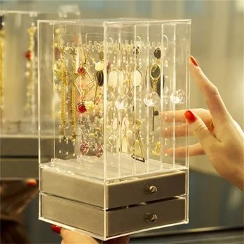 

Gold Jewelry Storage Organizer Makeup Cosmetics Storage Box Clear Lipstick Cosmetic Storage Container 20f16