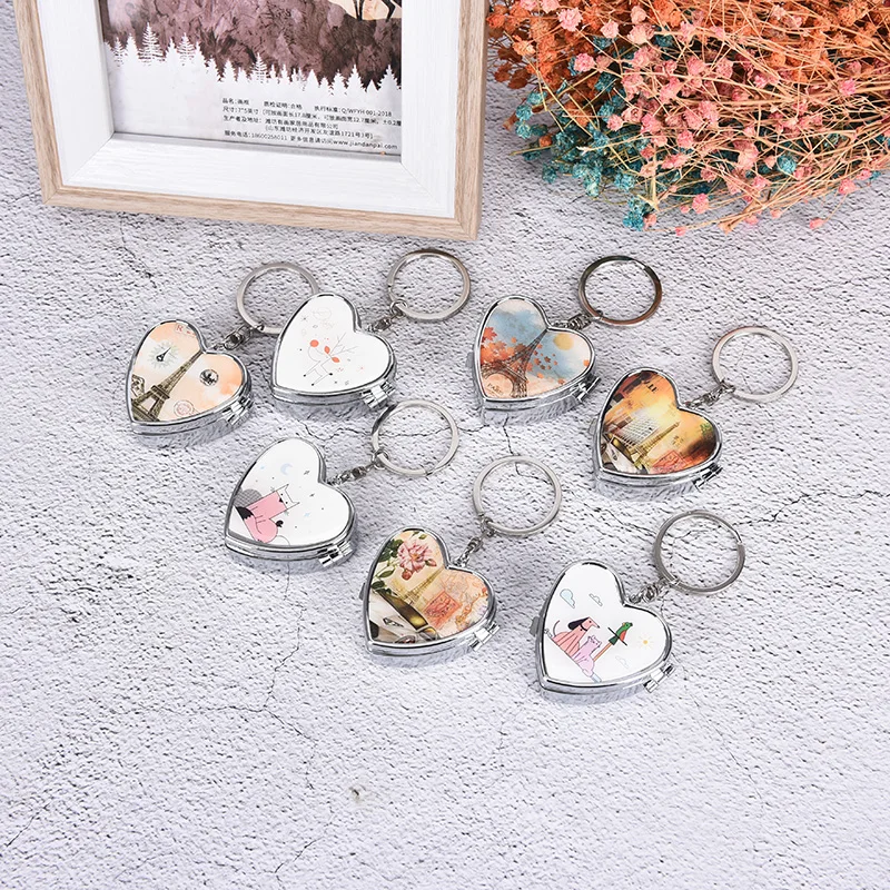 1PCS Portable Metal Heart Shape Pill Box Folding Pill Case Metal Pill Cutter Medicine Organizer Makeup Storage Container