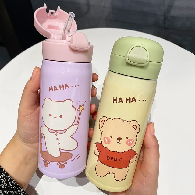 Cute Water Bottles Aesthetic, Kawaii Japanese Snack Bear Water Flask  Vacuum Bottle