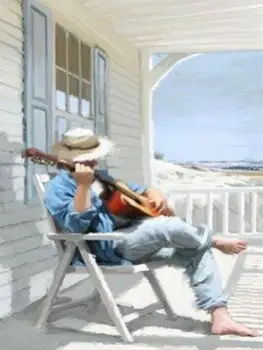 

Customizable Wholesale DIY round Diamond Full of Crystals Diamond Embroidered Seat Guitar Male House Diamond Painting