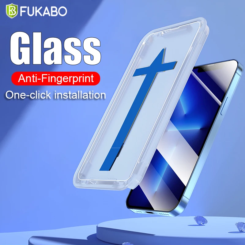 Установка одним нажатием закаленное стекло для iPhone 13 12 11 Pro Max Mini защита экрана XR XS