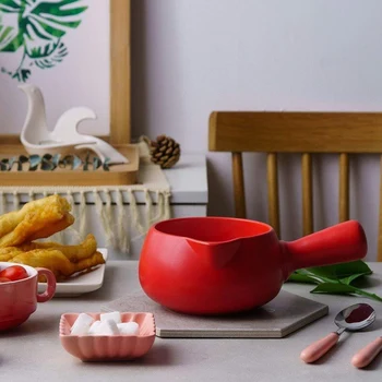 

ELEG-500Ml Ceramic Warmer Milk Butter Mini Saucepan Cookware Kitchen Cookware Pot Convenient Stewing Pot
