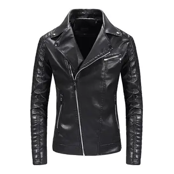 

2020 New Jacket Mens Motorcycle Jacket Leather Jacket Men Gothic Slim Fashion Lapel Long Sleeve Clothing Men Leisure Suits