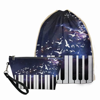 

Piano Music Printed Sports Bag Girls Wallet Cell Phone Small Change Tote Drawstring Women Backpack Waterproof Gym Shopping Bags
