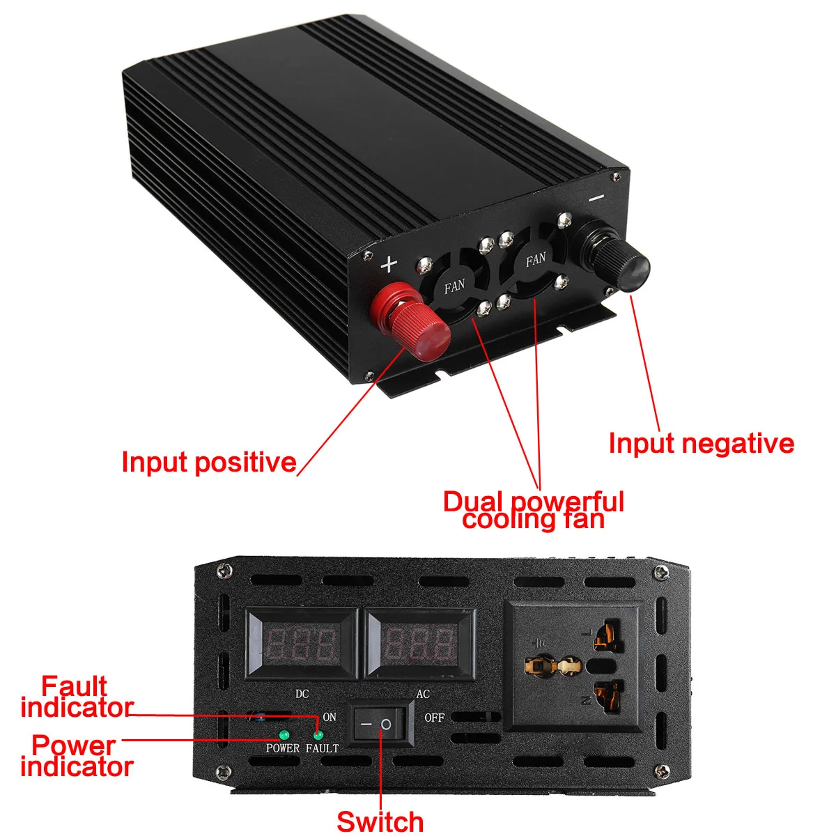 KROAK черный 1000 Вт автомобильный инвертор Чистый ЖК-монитор Синусоидальная волна дисплей 60 Гц DC 12 В к AC 110 В 220 В Преобразователь мощности трансформатор источник питания