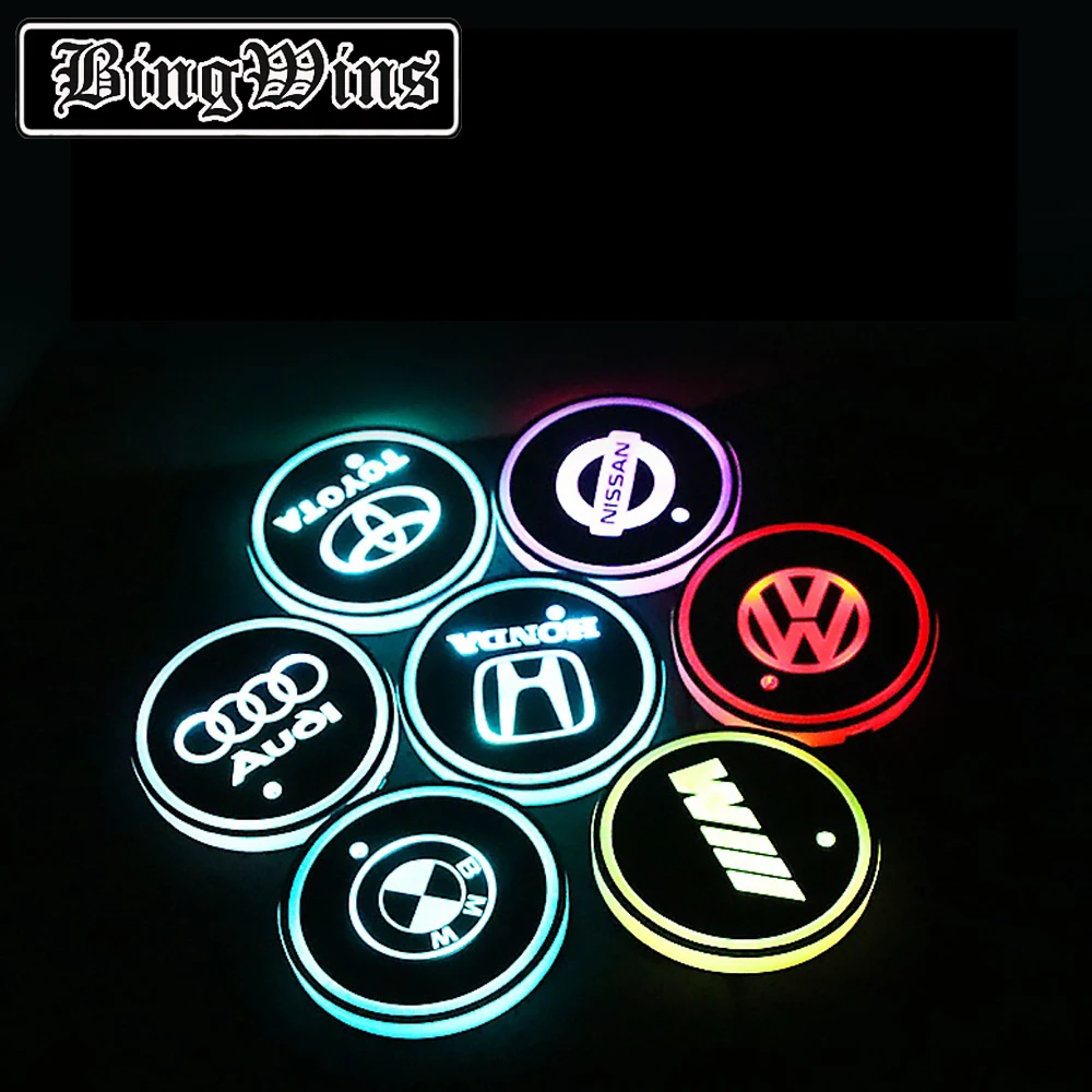 

BingWins for Universal Car Cup Holder Mat Pad Bottle Water Drinks Holder Pad Coaster Sensor Light Cover Lamp Car Styling