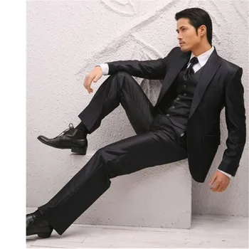 

New Classic Men’s Suit Smolking Noivo Terno Slim Fit Easculino Evening Suits For Men Groom Tuxedo costume homme Black Groomsmen