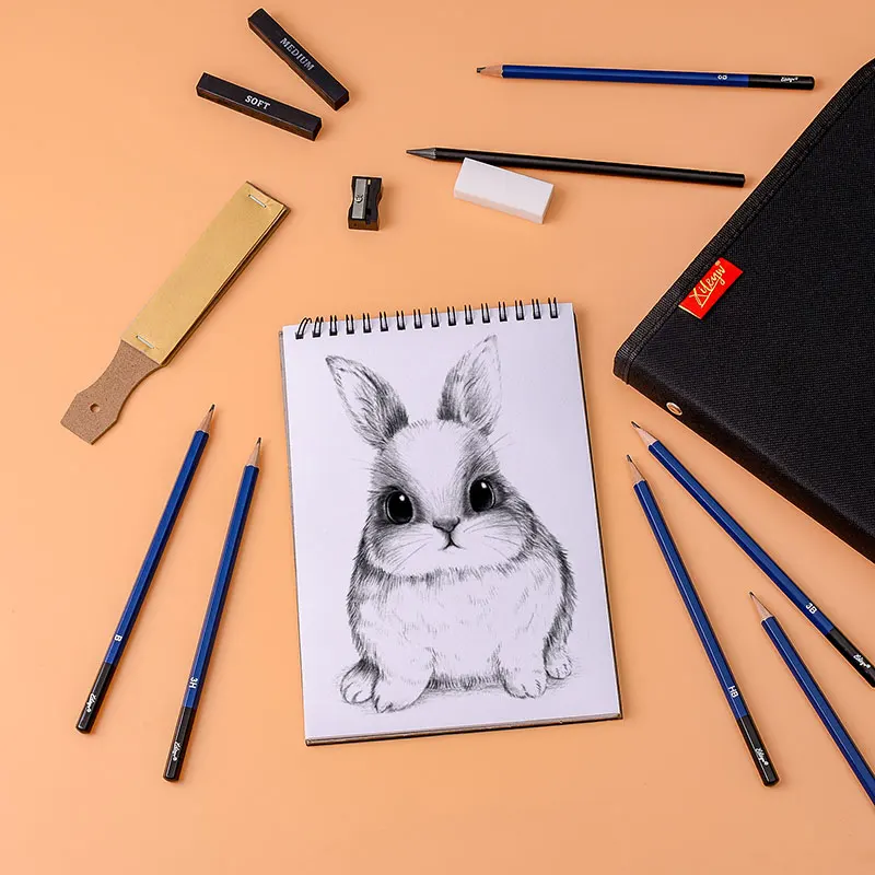 Professional Sketching Drawing Pencils Charcoal Graphite Stick Complete Graphing Art Kit With Zipper Case For Artists 36Pcs Set