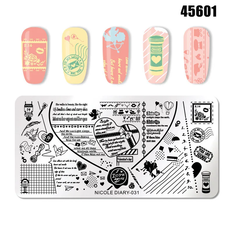 Гвоздь штамповки маникюрный шаблон Изображение Шаблон пластины дизайн ногтей шаблон для печати Прямая поставка SMJ - Цвет: 45601