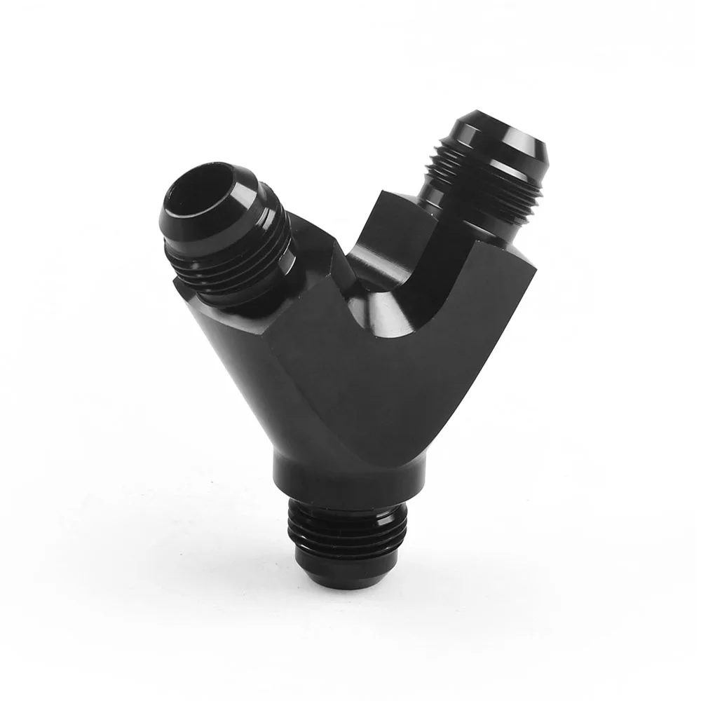 3-Way Y-Block Fitting Adapter AN6 6-AN Male to 2X AN6 6-AN Male BLACK 6AN 1PCS