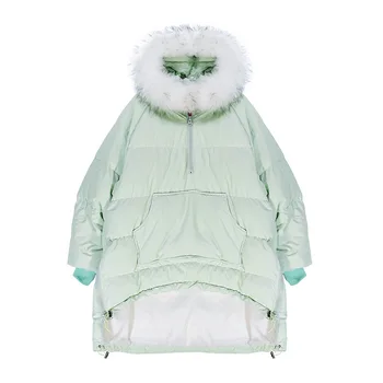 

Winter Thicken Warm Long Down Jacket Women Coat Female Big Fur Collar Hooded Loose Korea version Down Jacket
