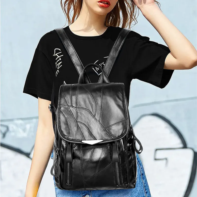 Vintage backpack for women high quality leather backpack women shoulder bags high capacity school bag for lady travel backpacks