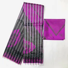 Горячая 4Y органза+ 2Y лента Материал цветной Nigrian дизайн Африканский Воск узор атласная шелковая ткань TJ12510