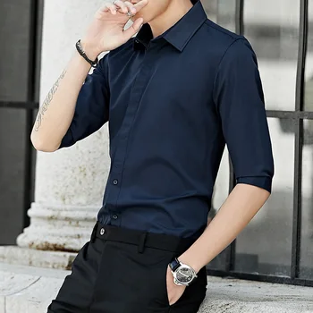 

2020 new short-sleeved shirt men's slim shirt half-sleeved shirt summer men's clothing