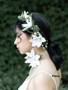 

Fashion Wreath Flower Headband for Women girls Headwear beach photo props rattan braided Wedding bride headband hair