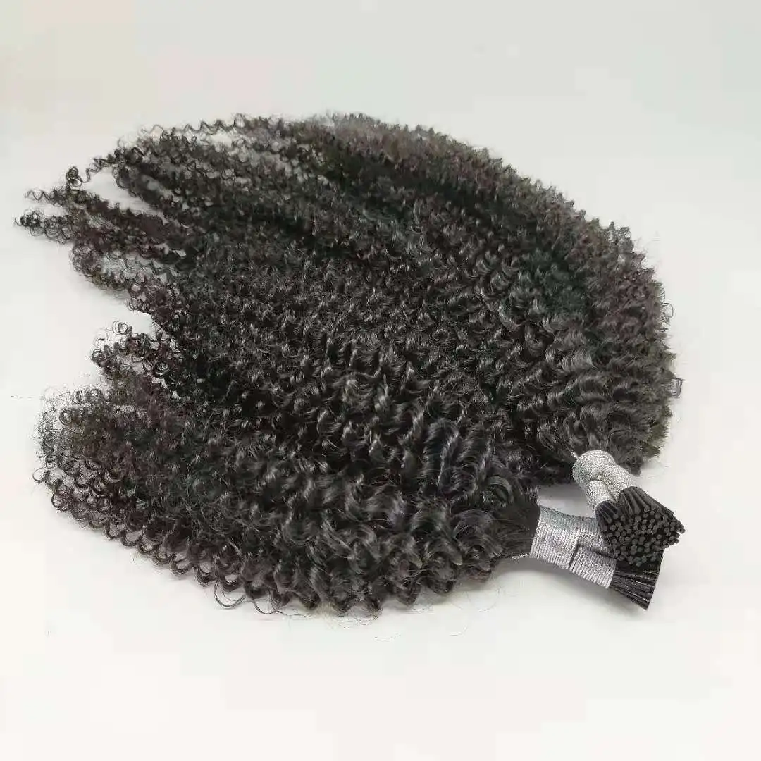 Bluelucky High Quality One Donor Natural Black Virgin Remy I Tip Hair Extension