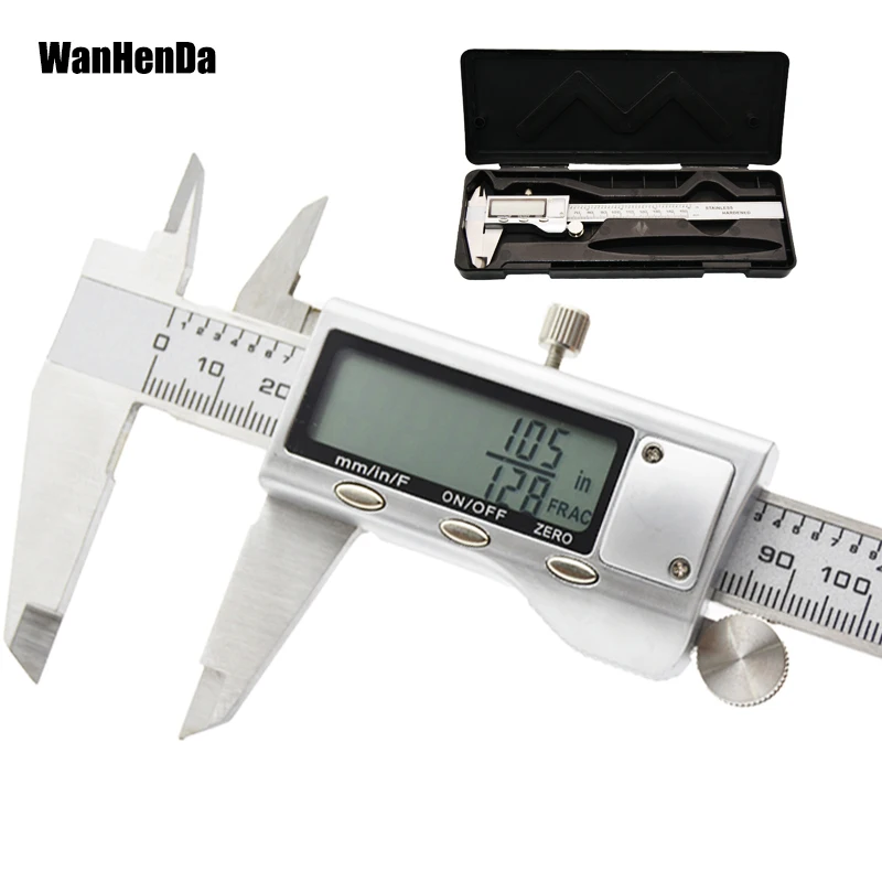 150mm fraction inch mm stainless steel digital caliper 6 inch metal electronic widescreen vernier caliper measurement tool