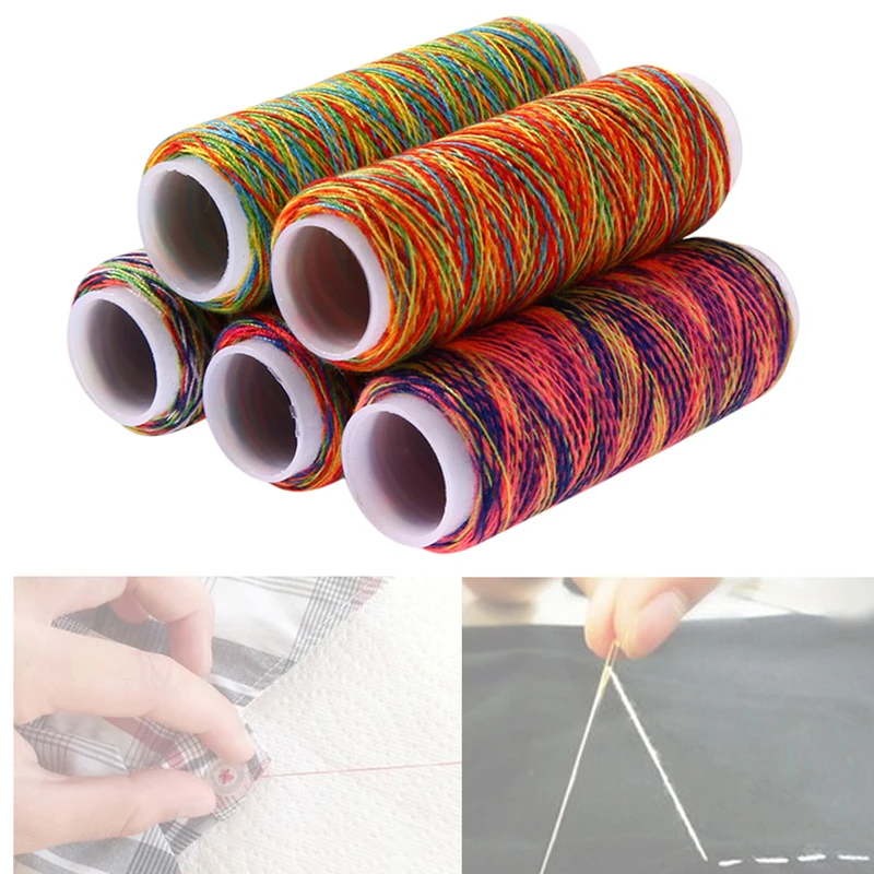 5Pcs Rainbow Color Sewing Thread Hand Quilting Embroidery Thread Fiber DIY Sewing Yarn Knitting Accessories