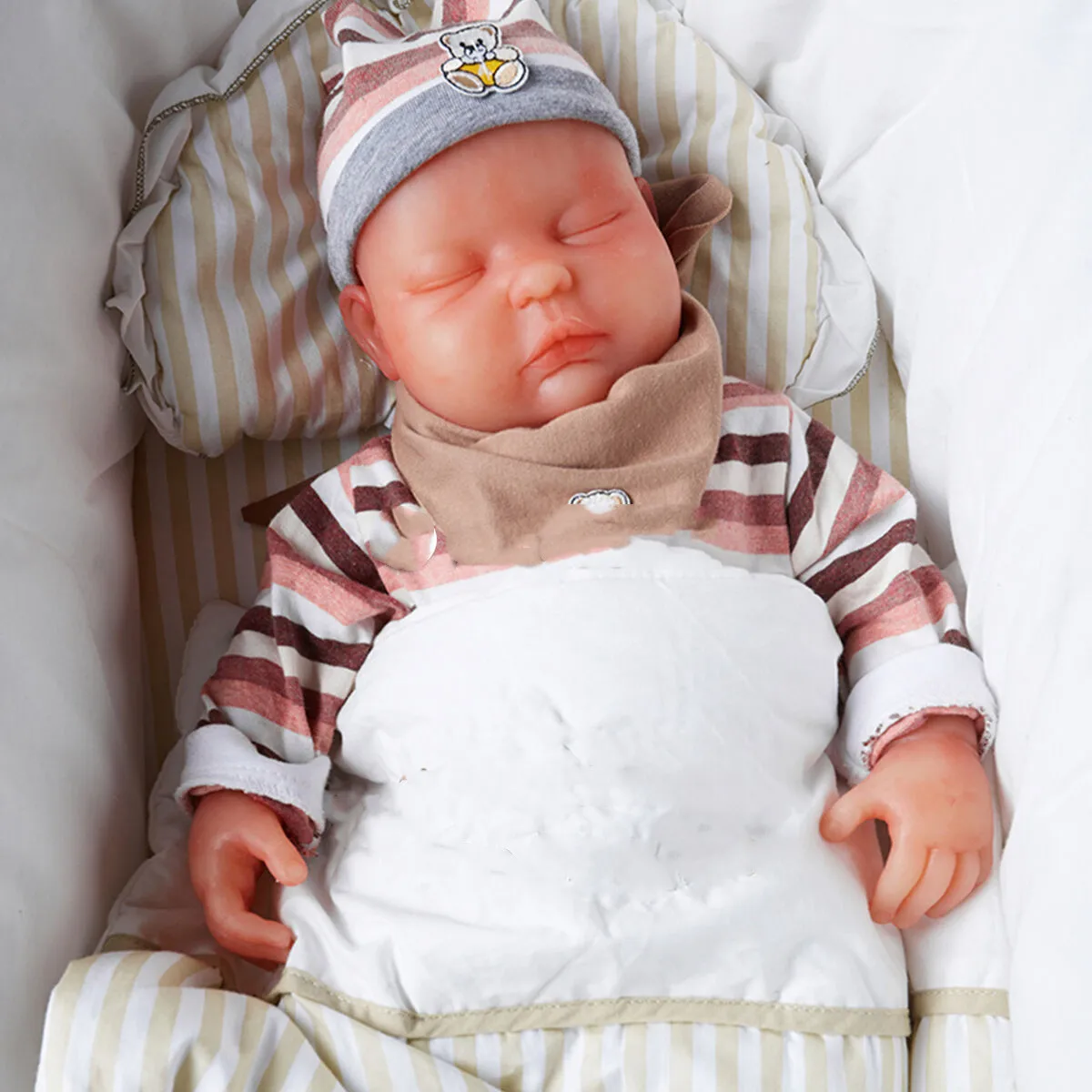 18.5inch Eyes Closed Reborn Baby Girl Doll Full Body Soft Silicone Preemie Gift
